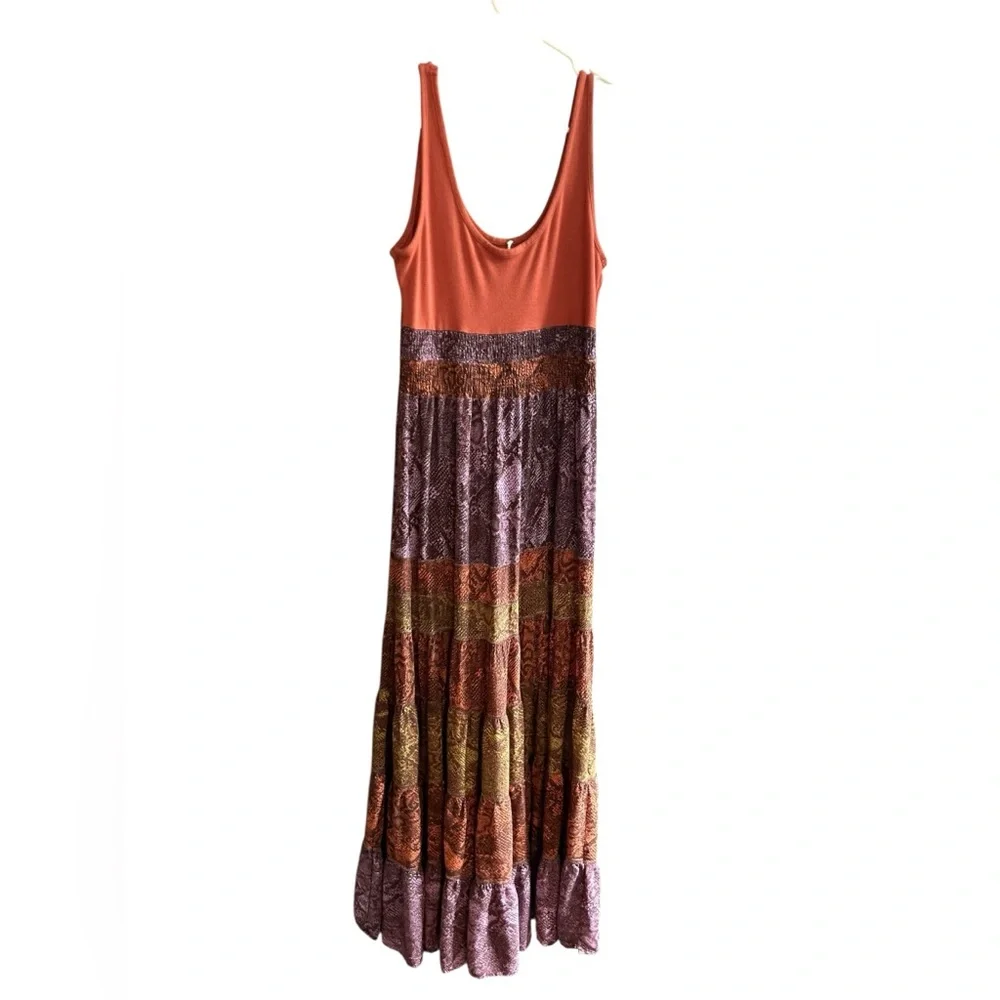 Anthropologie Colima Tiered Maxi Dress M Multicolor Snake Print Boho - Picture 13 of 15